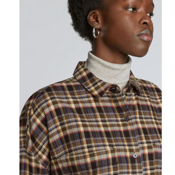 Everlane The Boxy Flannel Casual Button Down Shirt in Plaid XS NWT - Picture 4 of 13